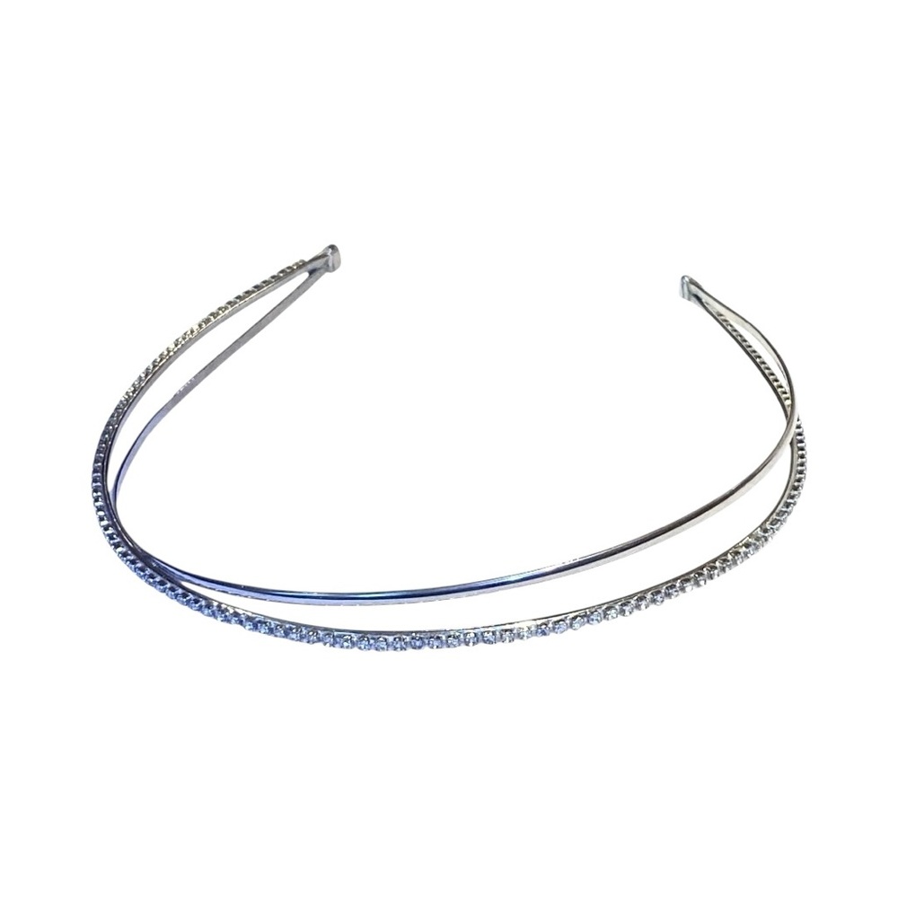 Ficcare Side-cross Silver Headband with Swarovski Crystals